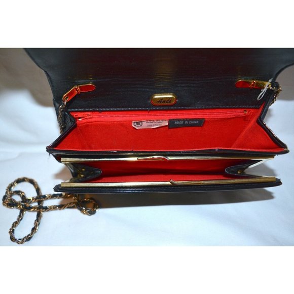 Vintage Ande Quilted Womens Crossbody Flap Top Clutch Bag Kiss Lock Handbag - Picture 5 of 5